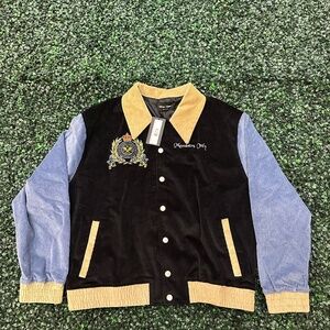 Members Only Black and Blue Bomber Jacket